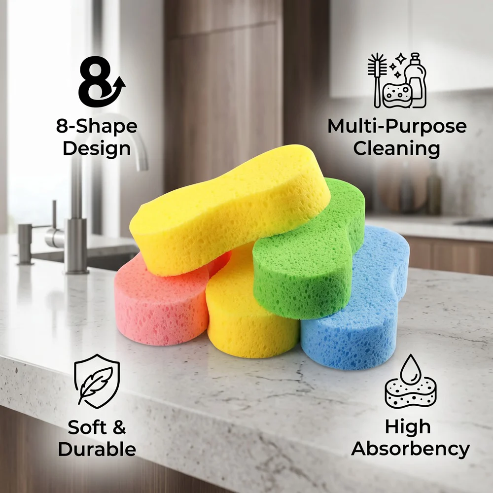 Compressed Car Wash Sponges Non Scratch Extra Thick Large Colorful Cleaning Sponge Multi-Purpose for Bathroom Kitchen Bike Boat