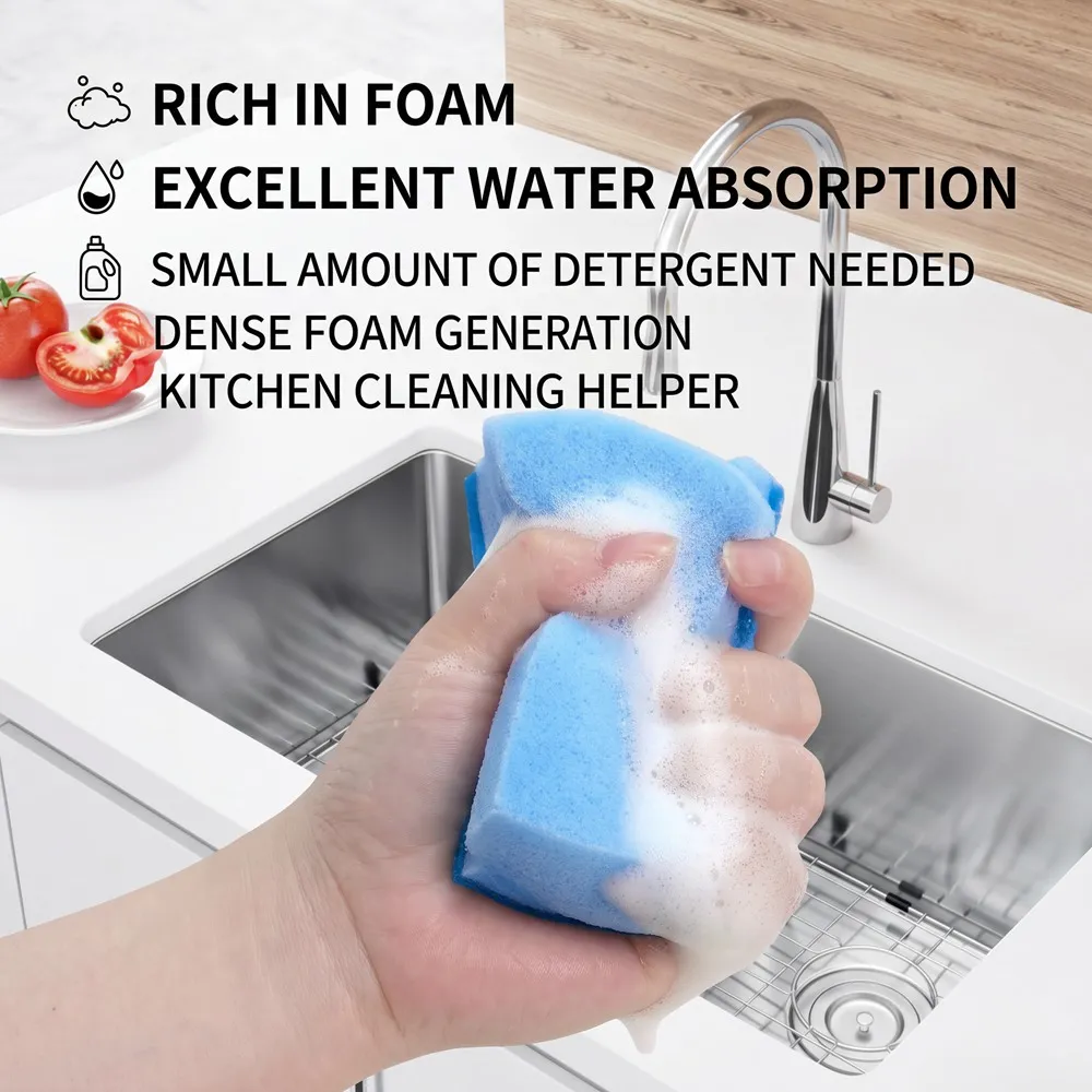 Double-Sided Microfiber & Polyester Mesh Scrubbing Sponge Bulk – Soft Kitchen Cleaning Sponges for Dishes & Household Cleaning