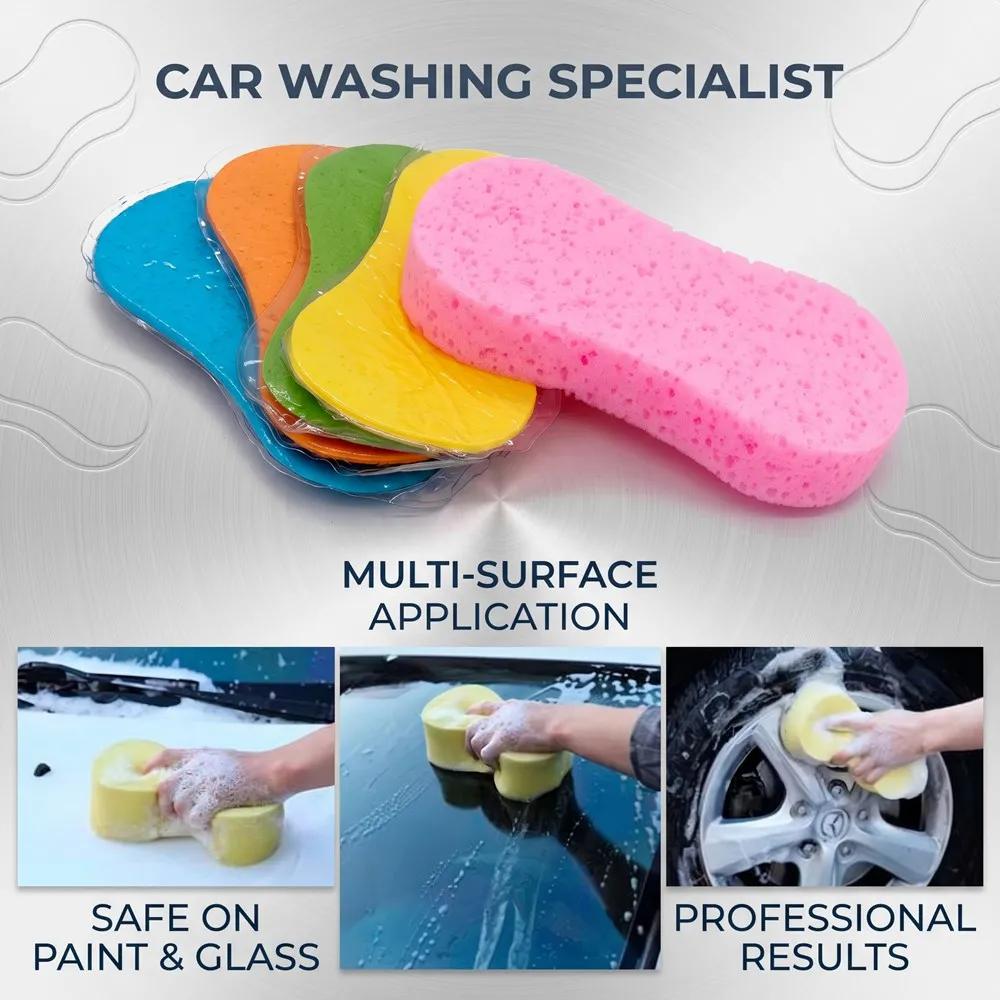 Compressed Car Wash Sponges Non Scratch Extra Thick Large Colorful Cleaning Sponge Multi-Purpose for Bathroom Kitchen Bike Boat