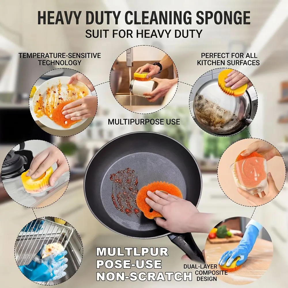 Eco-Friendly Dual-Sided Frog-Shaped PU Kitchen Sponge Temperature Sensitive Softens Heat Hardens Cold Dishes Household Cleaning