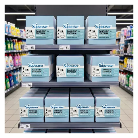 Spanish Market Retail Shelf Melamine Sponge Packaging