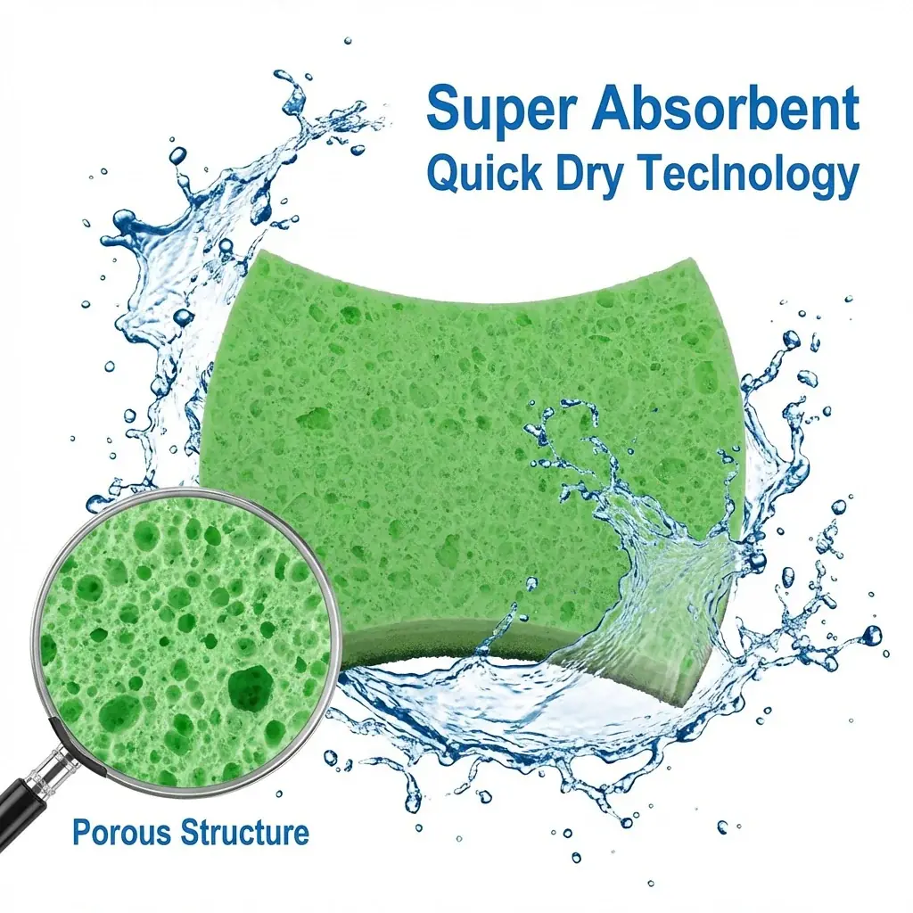 Green wood pulp cellulose cleaning sponge - biodegradable wholesale kitchen sponge from FoamTech factory
